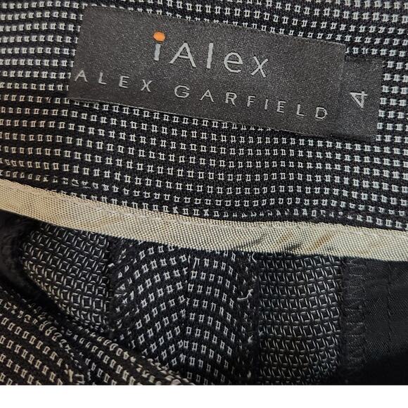 Alex Garfield Geometric Wide Leg Trouser Pants Black Flat Fronts Size 4 - Picture 9 of 11